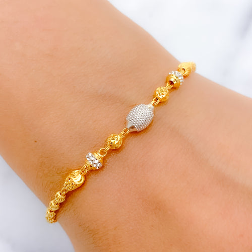 Two-Tone Textured 22k Gold Bead Bracelet