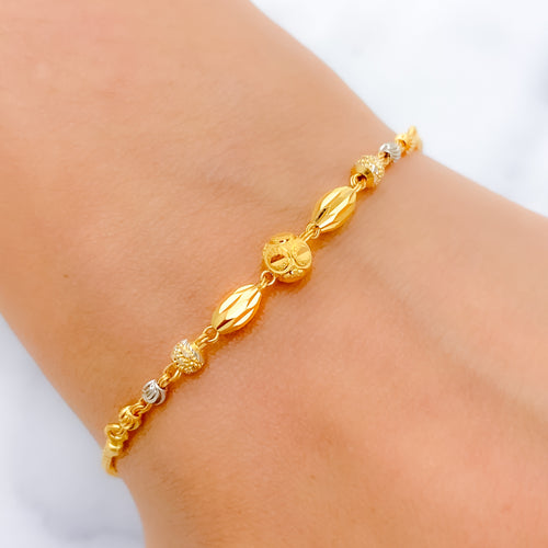 Shimmering Oval 22k Gold Bead Bracelet