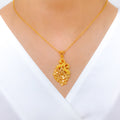 Contemporary Peacock 22k Gold Pendant Set w/ Chain