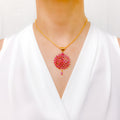 Elevated Floral Ruby Pendant Set