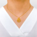 Sophisticated Round 22k Gold Pendant Set w/ Chain