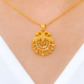 Sophisticated Round 22k Gold Pendant Set w/ Chain