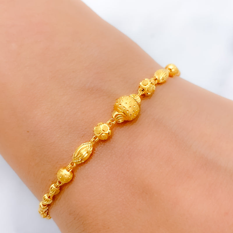 Trendy Alternating 22k Gold Bead Bracelet