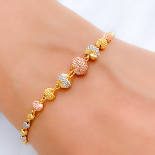 Dressy Multi-Tone 22k Gold Bead Bracelet