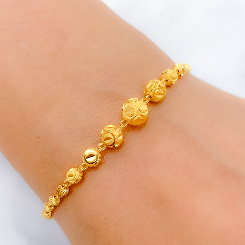 Dual Finish 22k Gold Bead Bracelet