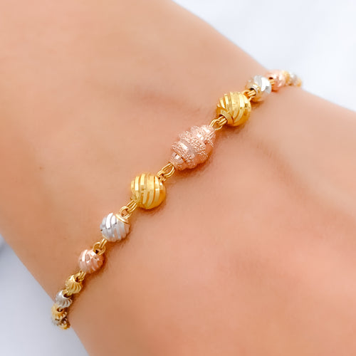 Shiny Sophisticated Three-Tone 22k Gold Bracelet