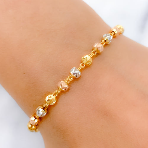 Geometric Petite 22k Gold Bead Bracelet