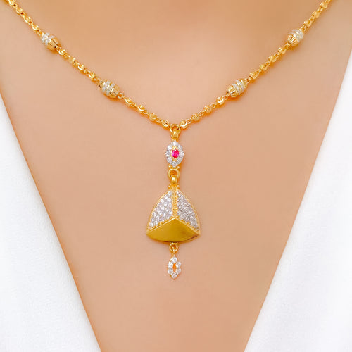 Fancy Triangle Shaped CZ Necklace Set