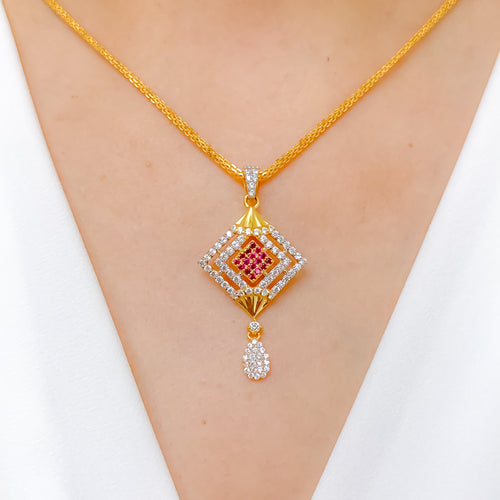 Stylish Square CZ Pendant Set