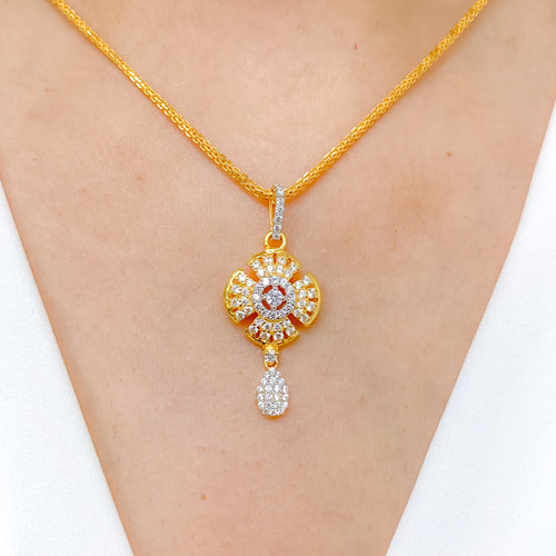 Posh Flower CZ Pendant Set