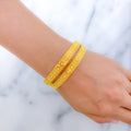 Glossy Wave 22k Gold Bangle Pair