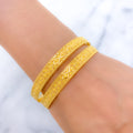 Glossy Wave 22k Gold Bangle Pair