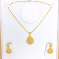 Extravagant Contemporary Filigree 22k Gold Pendant Set