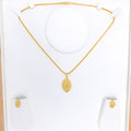 Glossy Petal-Shaped Fancy 22k Gold Pendant Set