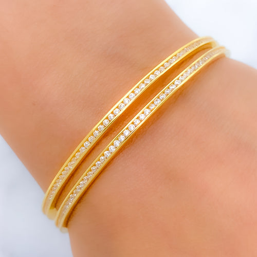 Dainty CZ 22k Gold Bangles