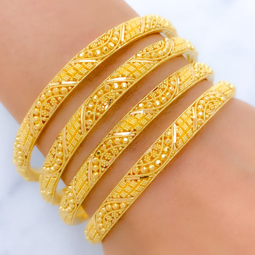 Glistening 22k Gold Bead Bangles