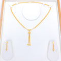 Dressy Frosted Accent + Tassel Necklace Set