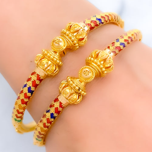 22k-gold-flower-adorned-vibrant-pipe-bangles