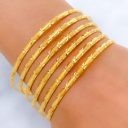 Dual Finish Oval 22k Gold Bangles