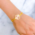 22k-gold-Striped Rose Gold Flower CZ Bracelet