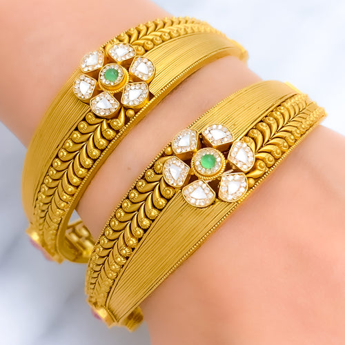 22k-gold-Royal Brushed Gold Bangle Pair