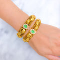 22k-gold-Vibrant Pearl Accented Antique Bangles