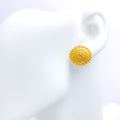 Upscale Beaded 22k Gold Flower Earrings