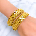 Impressive Set of 2 Kundan Leaf 22k Gold Bangles