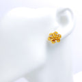 Unique Two-Tone Blooming 22k Gold Flower Earrings