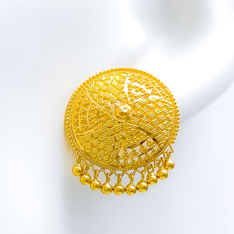 Royal Hanging 22k Gold Dome Earrings