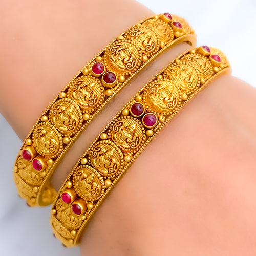 22k-gold-Classic Oxidized Lakshmi Coin Bangles 