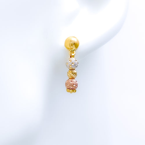 Charming Three-Tone 22k Gold Earrings