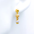 Beaded White 22k Gold Earrings