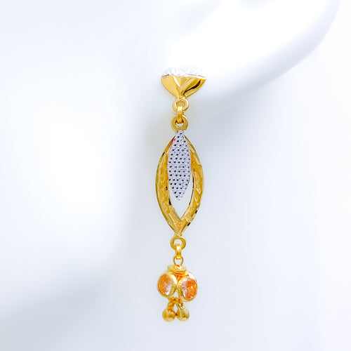 Two-Tone Heart 22k Gold CZ Earrings