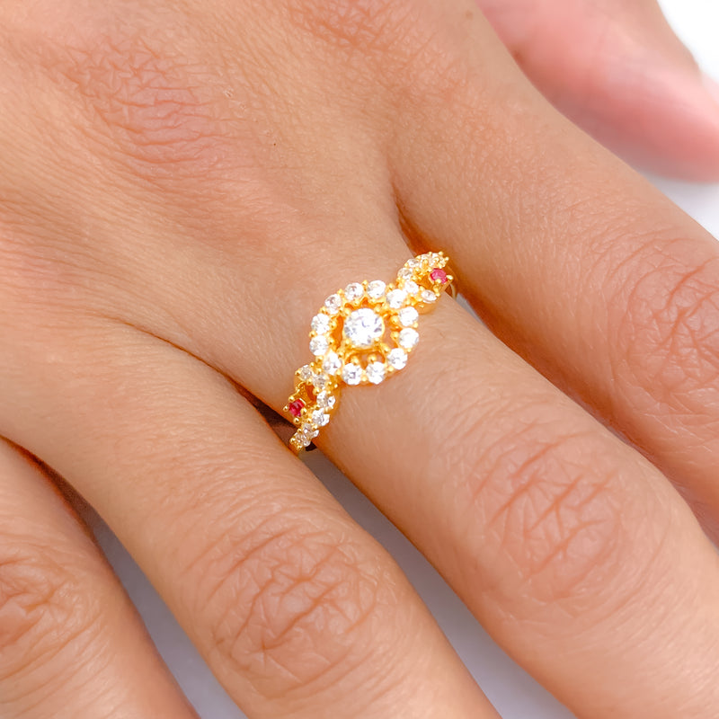 Charming Red Accent CZ Ring