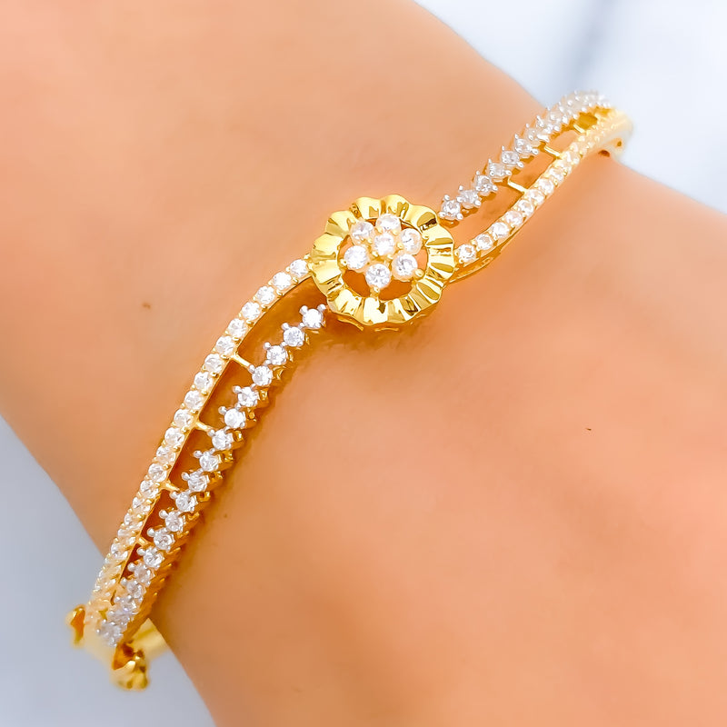 Petite Delicate Wave 22k Gold  Bangle Bracelet