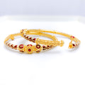 Traditional Red + White Meenakari 22k Gold Bangles