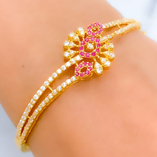 Exquisite Luscious Pink CZ Bangle Bracelet