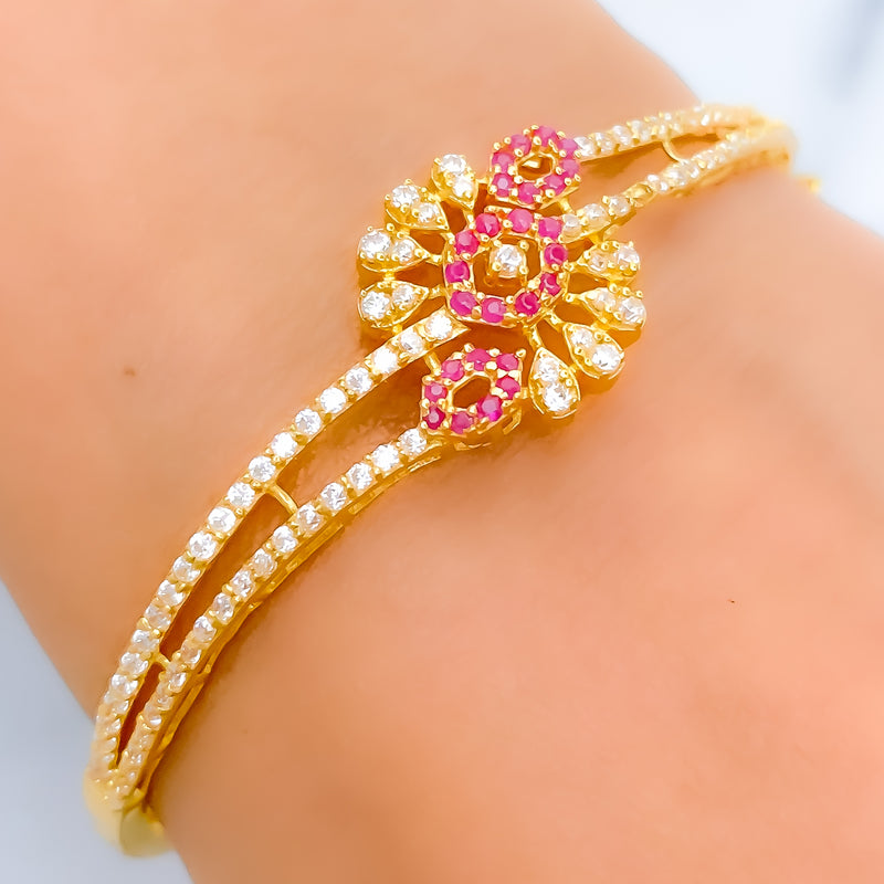 Exquisite Luscious Pink CZ Bangle Bracelet