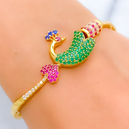 Lovely Peacock CZ Bangle Bracelet