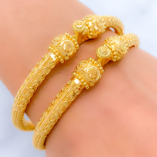 Exquisite Posh Pipe 22k Gold Bangles