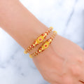 Traditional Red + White Meenakari 22k Gold Bangles