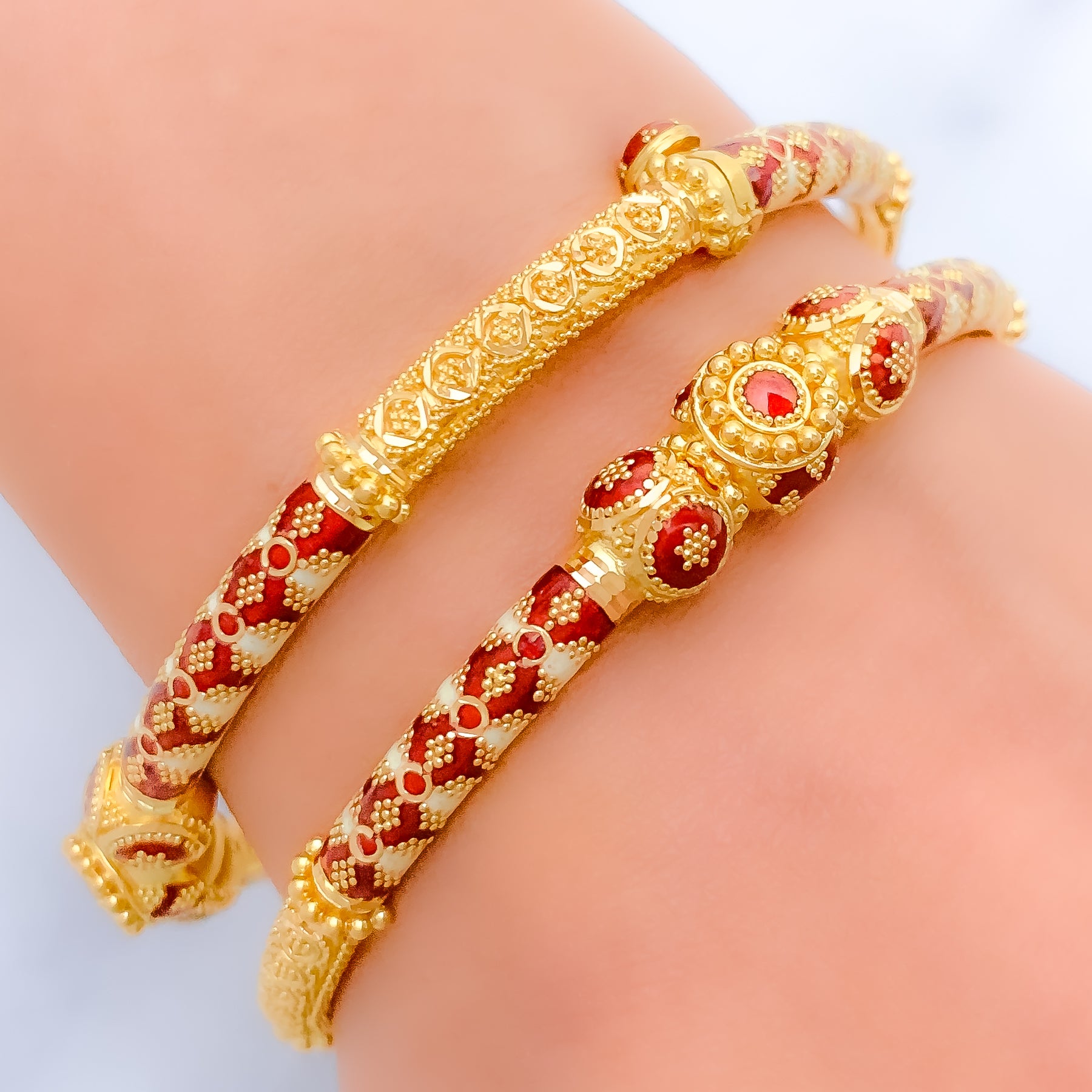 22K Indian Meenakari Bracelet - AjBr60713 - 22k Gold Indian design Bracelet  for ladies. Bracelet is beautifully handcrafted with beaded Gold bal