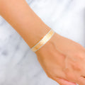 Chic Textured Two-Tone Bangle