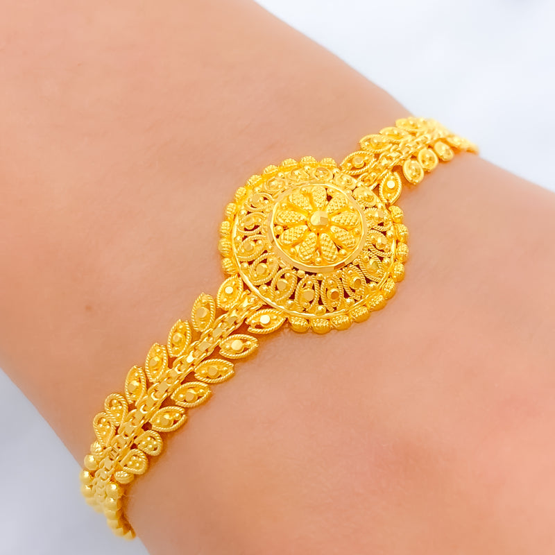 Stunning Floral 22k Gold Leaf Bracelet