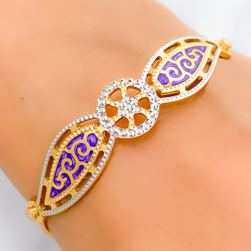 Regal Unique Blue Meena 22k Gold Adjustable Bracelet