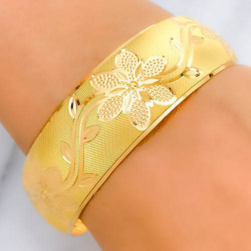 Sophisticated Floral Vine Bangle Cuff - 0.75"