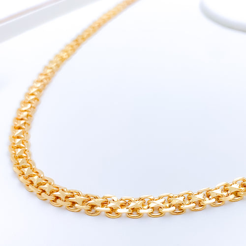 Solid Links Flat Gold Chain - 21"