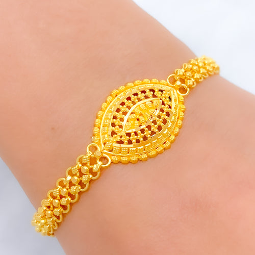 Trendy Marquise Link 22k Gold Bracelet