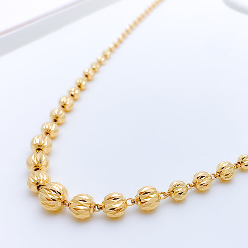 Graduating Reflective Gold Bead Necklace - 24"